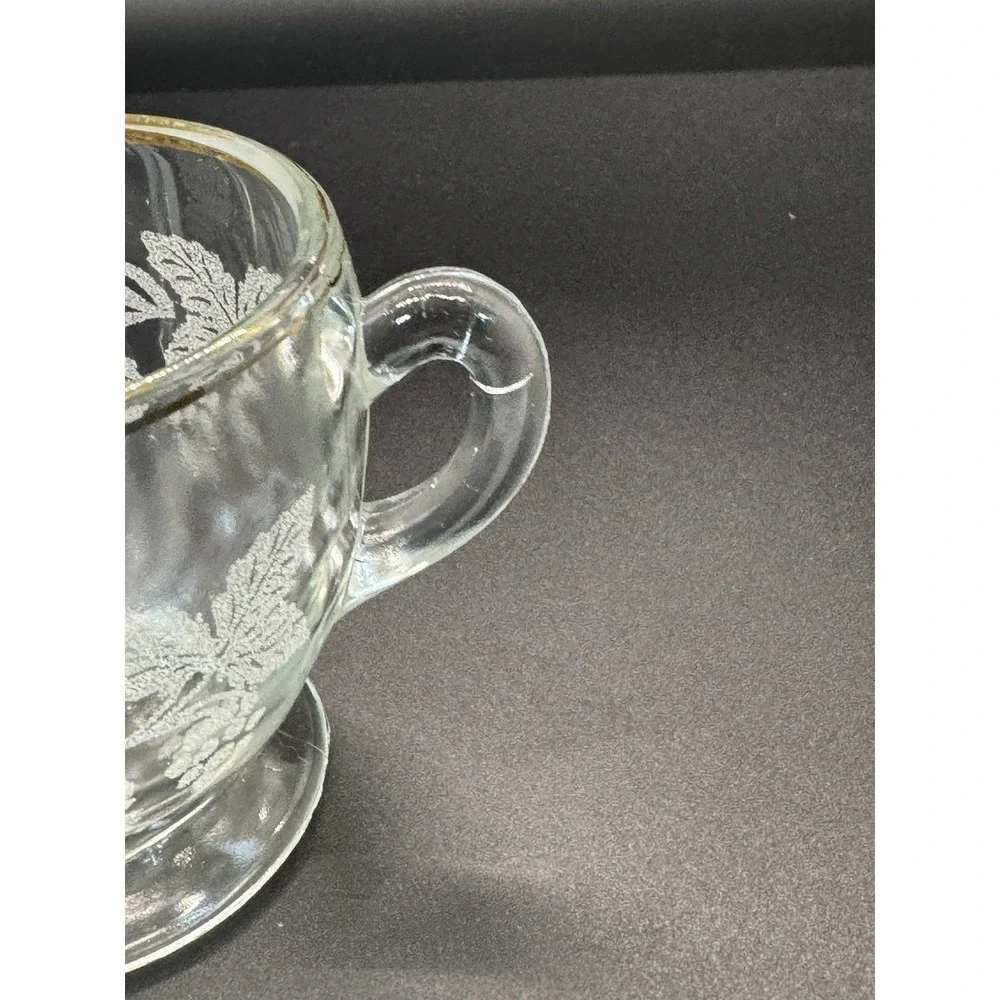 Vintage Bartlett and Collin's Etched‎ Sugar Bowl two handles